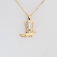 American Jewelry 14k Yellow Gold .20ctw Diamond Cowboy Boot Necklace