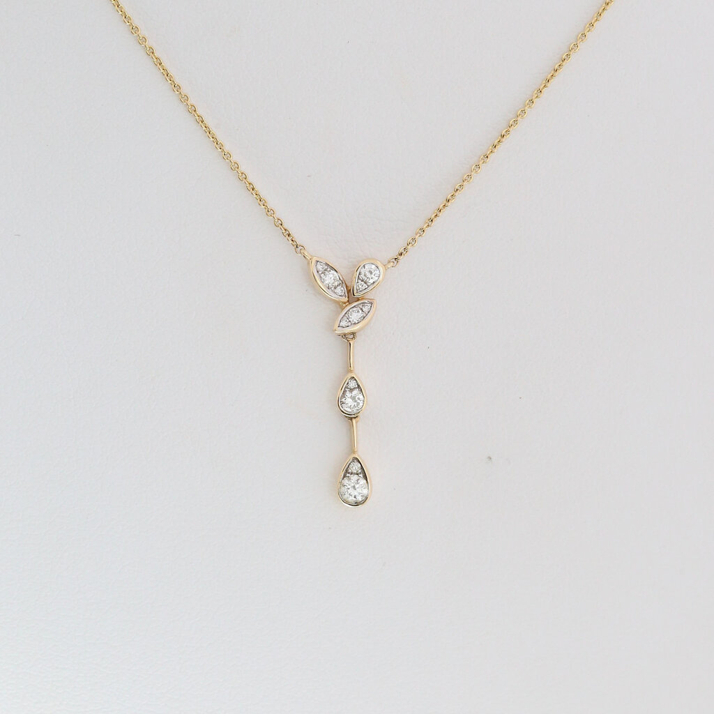 American Jewelry 14k Yellow Gold .20ctw Diamond Constellation Vine Necklace