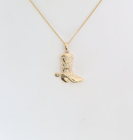 American Jewelry 14k Yellow Gold .20ctw Diamond Cowboy Boot Necklace