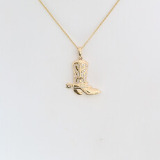 American Jewelry 14k Yellow Gold .20ctw Diamond Cowboy Boot Necklace