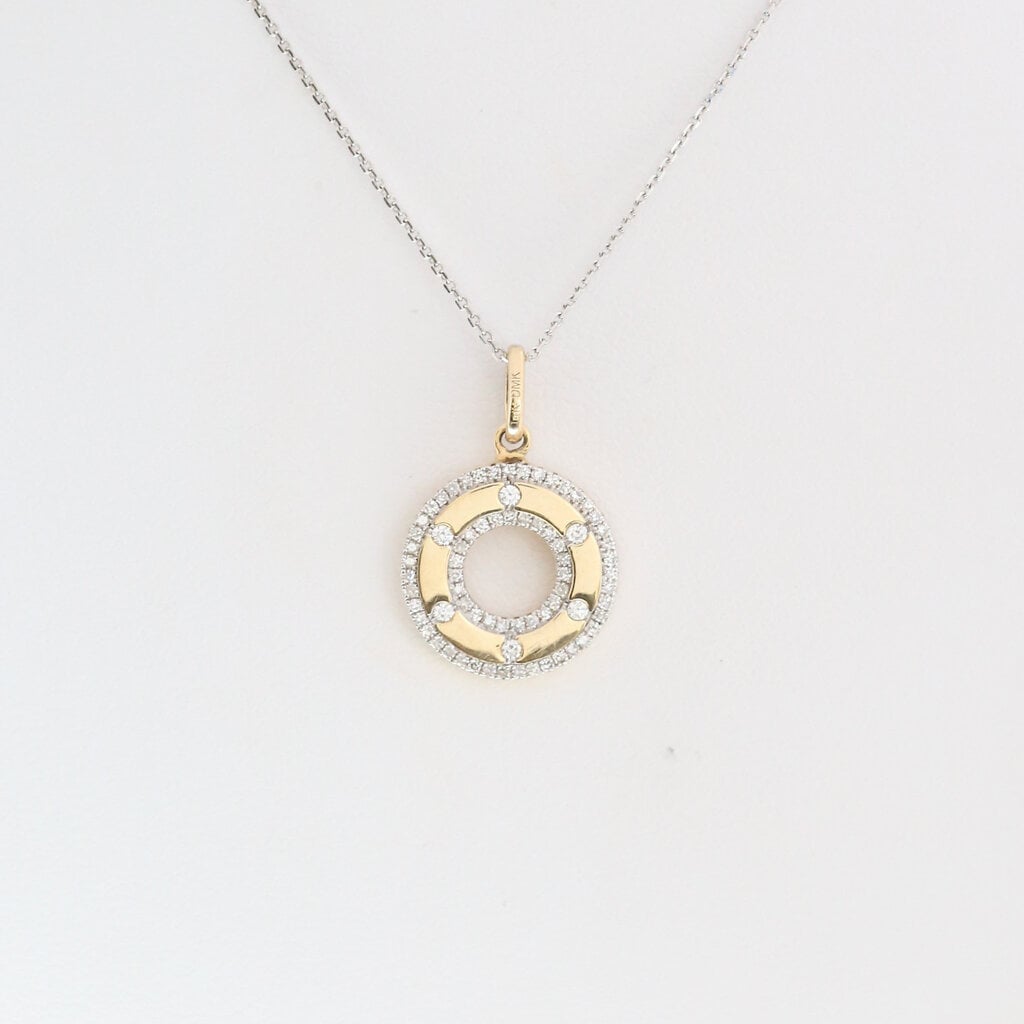 American Jewelry 14k Yellow & White Gold .27ctw Diamond Open Circle Necklace