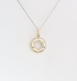 American Jewelry 14k Yellow & White Gold .27ctw Diamond Open Circle Necklace