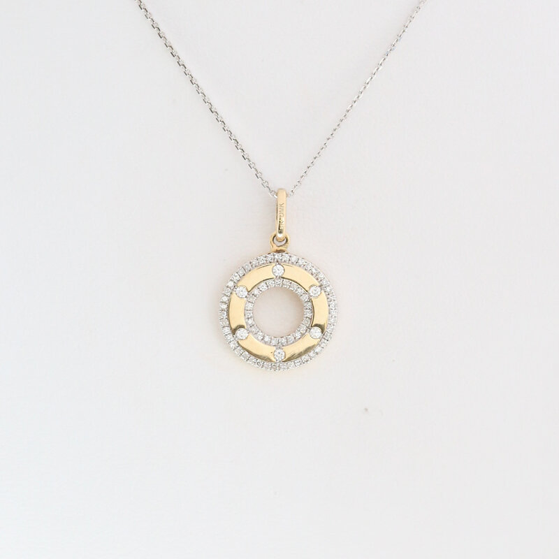 American Jewelry 14k Yellow & White Gold .27ctw Diamond Open Circle Necklace
