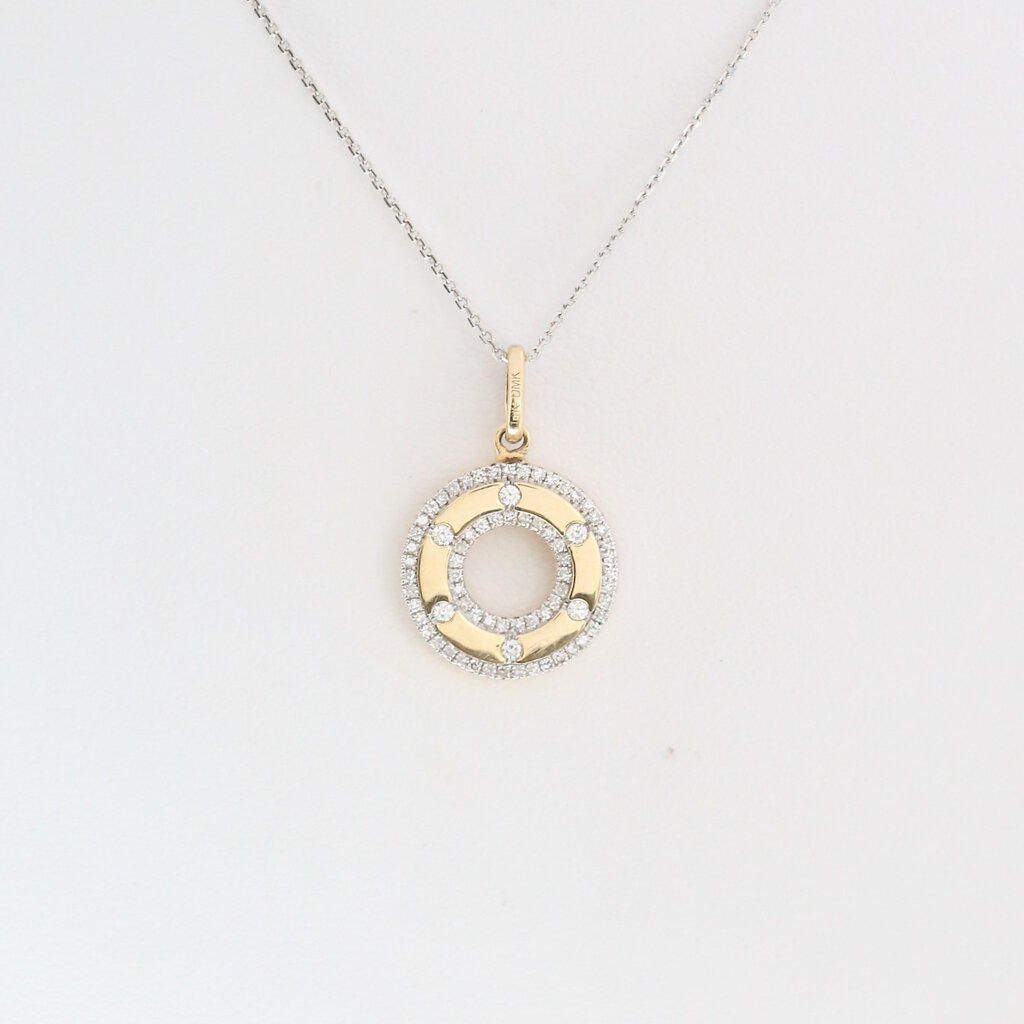American Jewelry 14k Yellow & White Gold .27ctw Diamond Open Circle Necklace