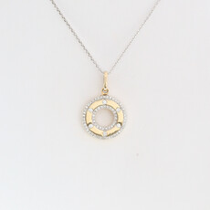 American Jewelry 14k Yellow & White Gold .27ctw Diamond Open Circle Necklace
