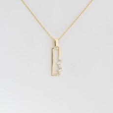 American Jewelry 14k Yellow Gold .08ctw Diamond Baguette Accent Rectangle Necklace