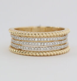 American Jewelry 14k Yellow Gold .29ctw Diamond 5 Row Twist Design Band Ring