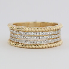 American Jewelry 14k Yellow Gold .29ctw Diamond 5 Row Twist Design Band Ring