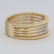 American Jewelry 14k Yellow Gold .29ctw Diamond 5 Row Twist Design Band Ring