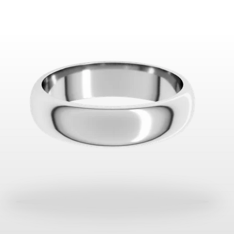 American Jewelry 14k White Gold 5mm Half Round Wedding Band (Size 8.5)