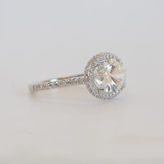 American Jewelry 14k White Gold 3.61ctw (3.01 IGI Center G/SI1) East to West Double Edge Halo Diamond Shank Engagement Ring (Size 6.5)