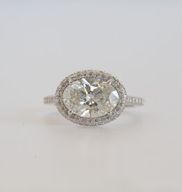 American Jewelry 14k White Gold 3.61ctw (3.01 IGI Center G/SI1) East to West Double Edge Halo Diamond Shank Engagement Ring (Size 6.5)