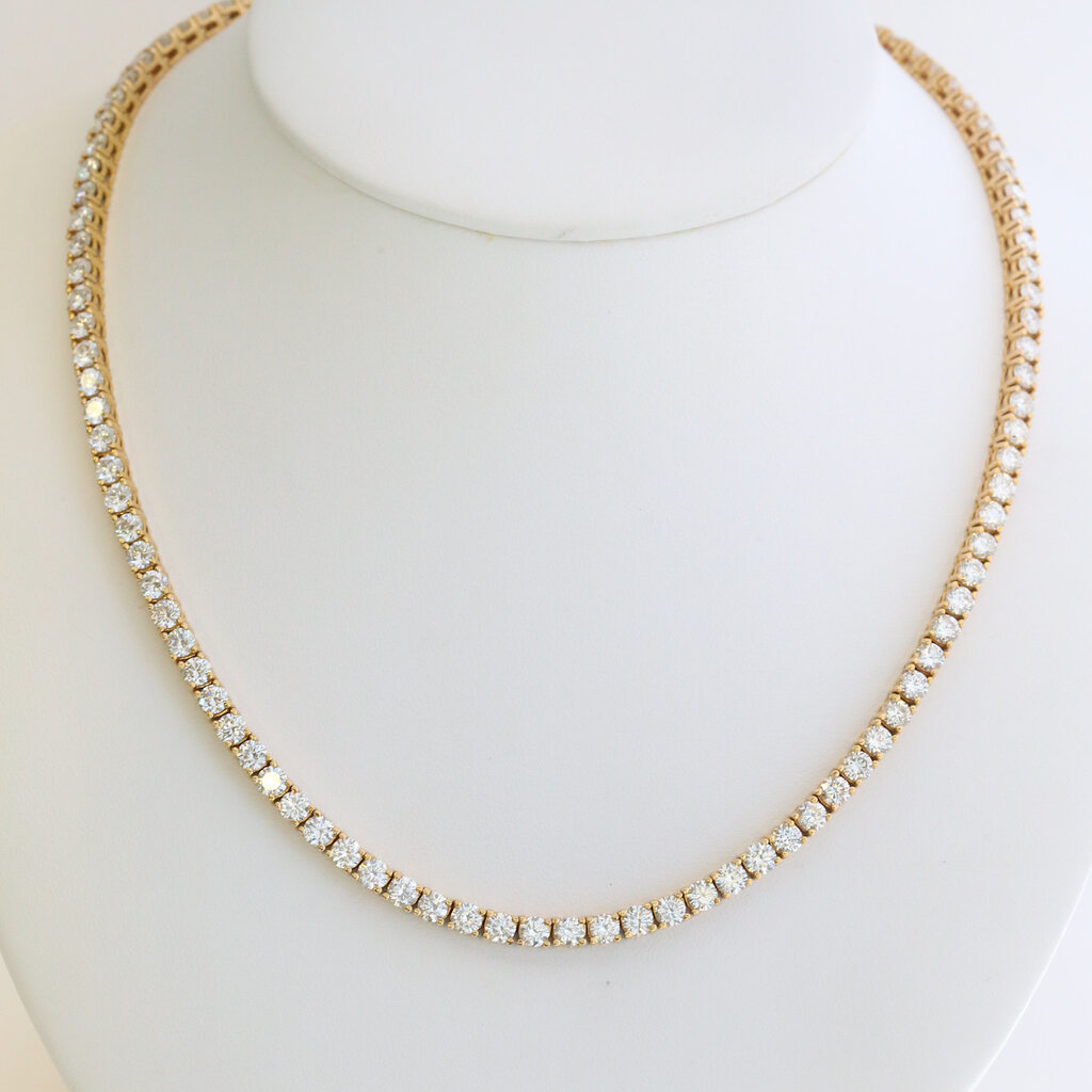 American Jewelry 14k Yellow Gold 18ctw Diamond Riviera Tennis Necklace