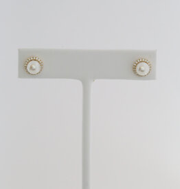 American Jewelry 14k Yellow Gold .19ctw Diamond Akoya Pearl Stud Earrings
