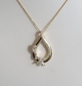 American Jewelry 14k Yellow Gold .60ctw Marquise & Pear Diamond  Open Pear Necklace