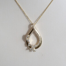 American Jewelry 14k Yellow Gold .60ctw Marquise & Pear Diamond  Open Pear Necklace