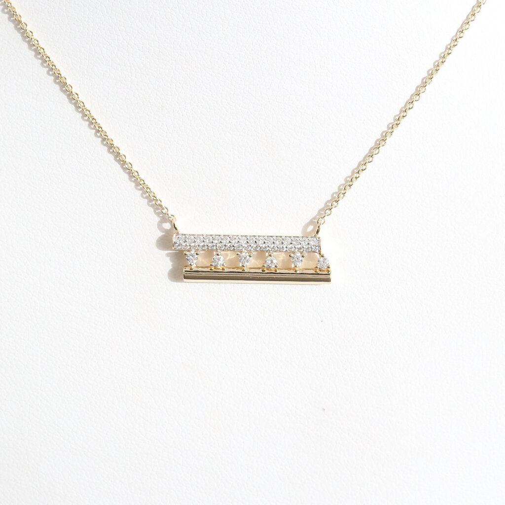 American Jewelry 14k Yellow Gold .26ctw Diamond  Double Bar Necklace