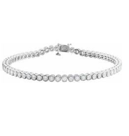 American Jewelry 14k White Gold 2.35ctw Diamond Bezel Tennis Bracelet (7")
