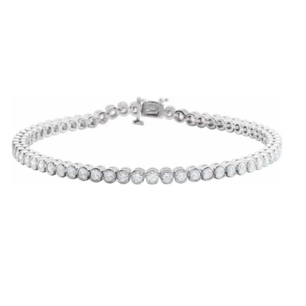 American Jewelry 14k White Gold 2.35ctw Diamond Bezel Tennis Bracelet (7")