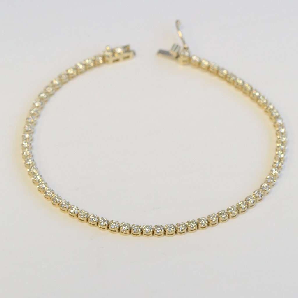 American Jewelry 14k Yellow Gold 1.81ctw Diamond Tennis Bracelet (7")