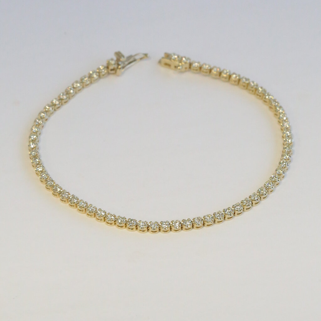 American Jewelry 14k Yellow Gold 1.78ctw Diamond Tennis Bracelet (7")