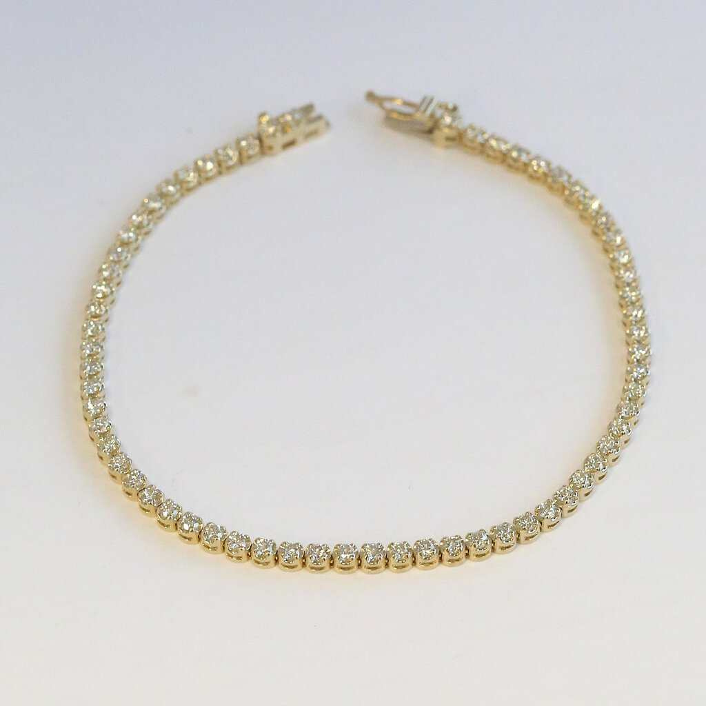 American Jewelry 14k Yellow Gold 1.82ctw Diamond Tennis Bracelet (7")