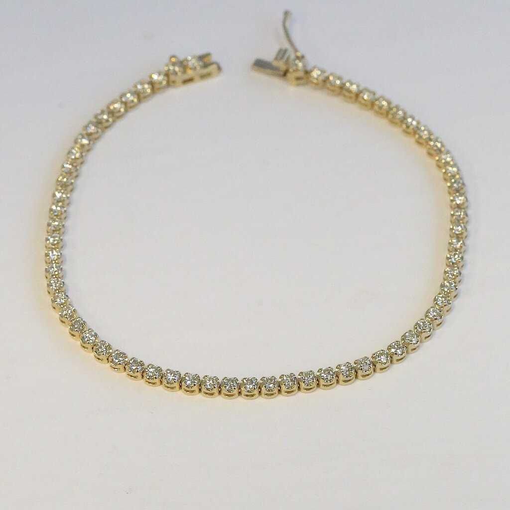 American Jewelry 14k Yellow Gold 1.80ctw Diamond Tennis Bracelet (7")