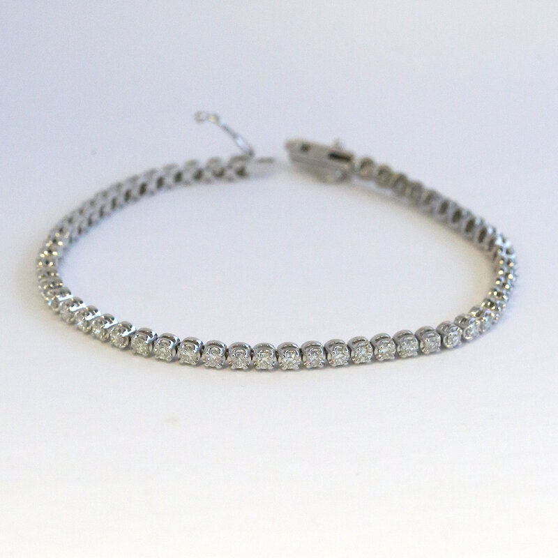 American Jewelry 14k White Gold 2.18ctw Diamond Tennis Bracelet (7")