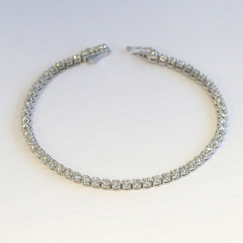 American Jewelry 14k White Gold 2.20ctw Diamond Tennis Bracelet (7")