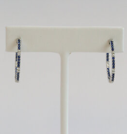 American Jewelry 14k White Gold .63ctw Sapphire .25ctw Diamond Inside Out Hoop Earrings