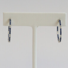 American Jewelry 14k White Gold .63ctw Sapphire .25ctw Diamond Inside Out Hoop Earrings