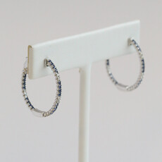 American Jewelry 14k White Gold .63ctw Sapphire .25ctw Diamond Inside Out Hoop Earrings