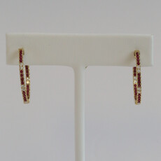 American Jewelry 14k Yellow Gold .61ctw Ruby .25ctw Diamond Inside Out Hoop Earrings