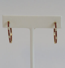 American Jewelry 14k Yellow Gold .61ctw Ruby .25ctw Diamond Inside Out Hoop Earrings