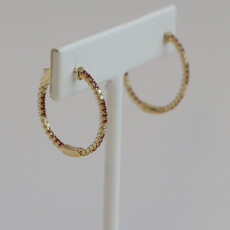 American Jewelry 14k Yellow Gold .61ctw Ruby .25ctw Diamond Inside Out Hoop Earrings