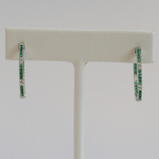 American Jewelry 14k White Gold .50ctw Emerald .25ctw Diamond Inside Out Hoop Earrings