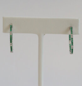 American Jewelry 14k White Gold .50ctw Emerald .25ctw Diamond Inside Out Hoop Earrings