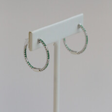 American Jewelry 14k White Gold .50ctw Emerald .25ctw Diamond Inside Out Hoop Earrings