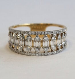 American Jewelry 14k Yellow Gold .64ctw Diamond Baguette & Round Band Ring