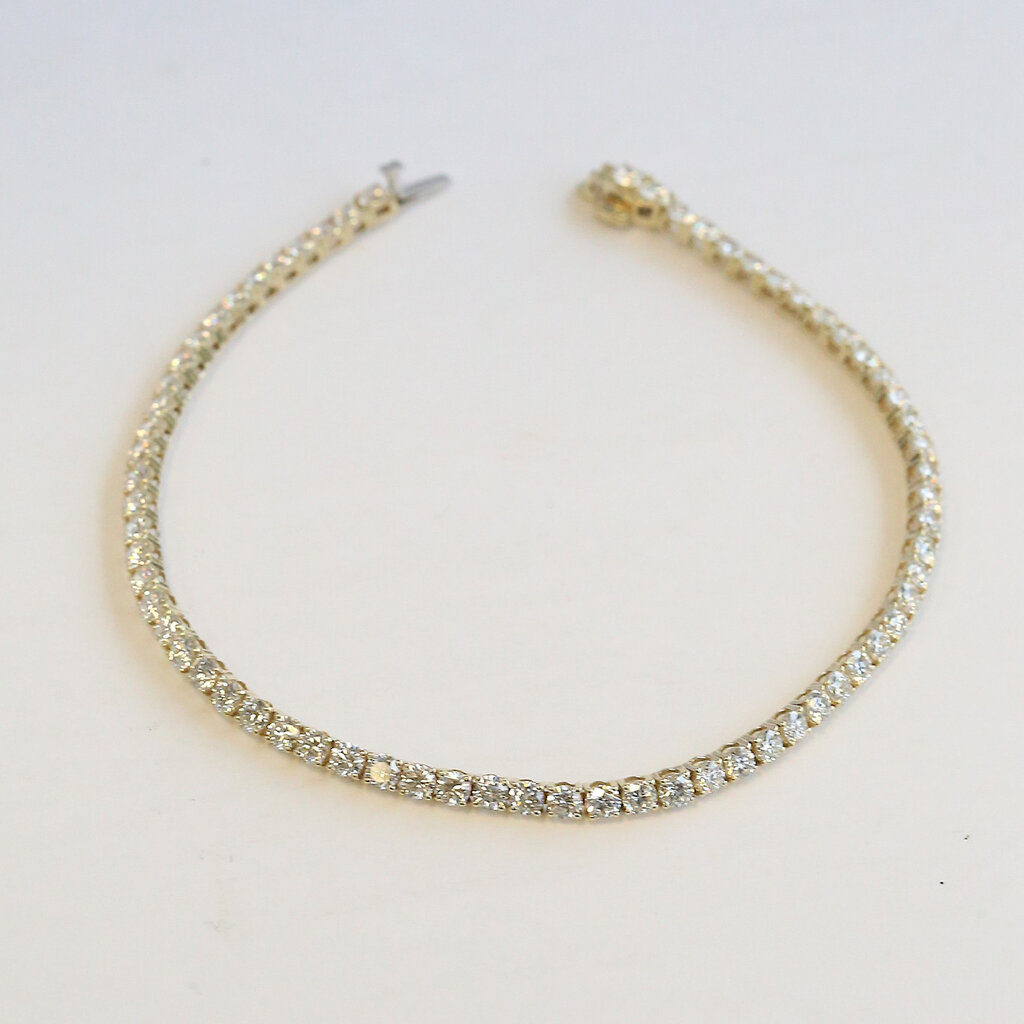 American Jewelry 14k Yellow Gold 5.51ctw Lab Grown Diamond Tennis Bracelet (8")
