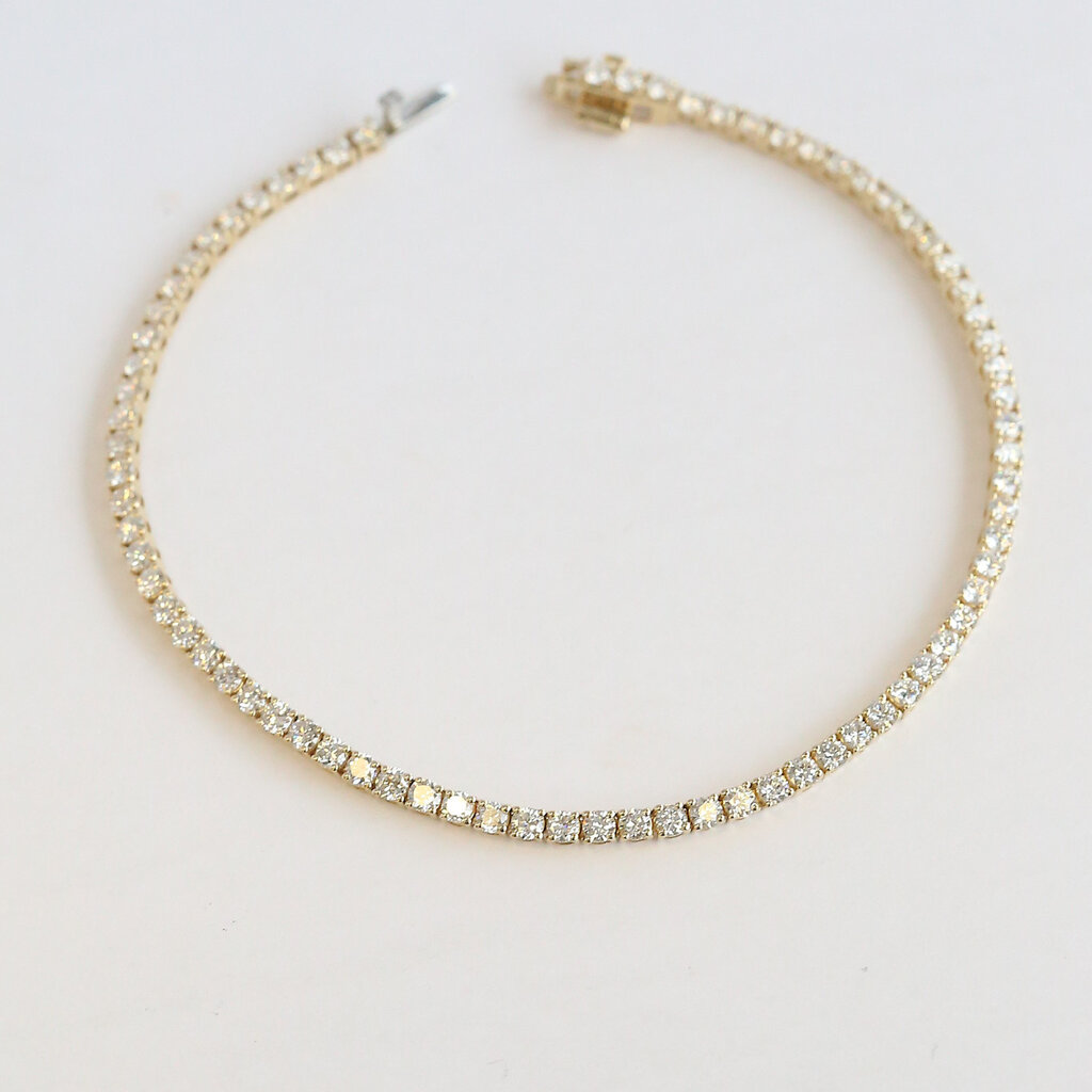 American Jewelry 14k Yellow Gold 3ctw Lab Grown Diamond Tennis Bracelet (8")
