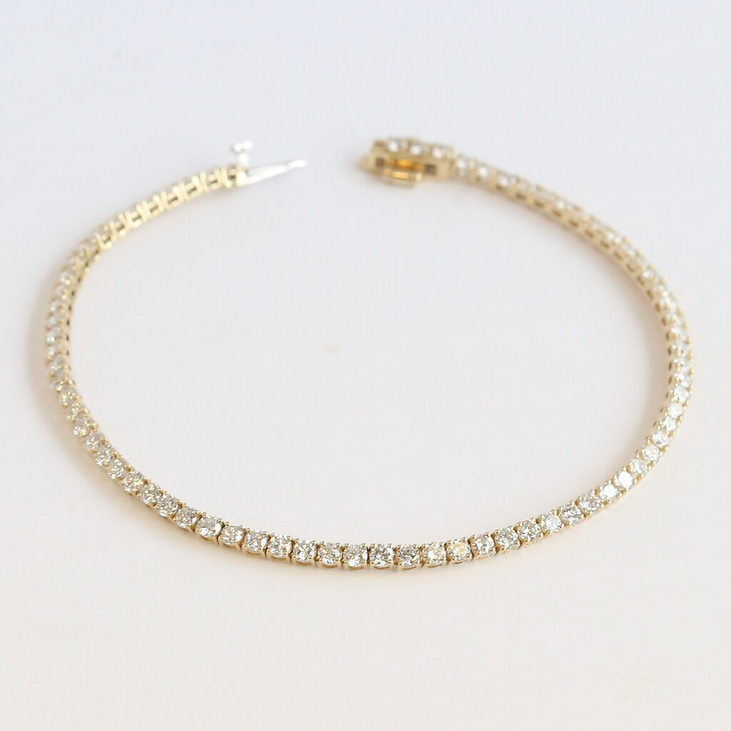 American Jewelry 14k Yellow Gold 3ctw Lab Grown Diamond Tennis Bracelet (8")