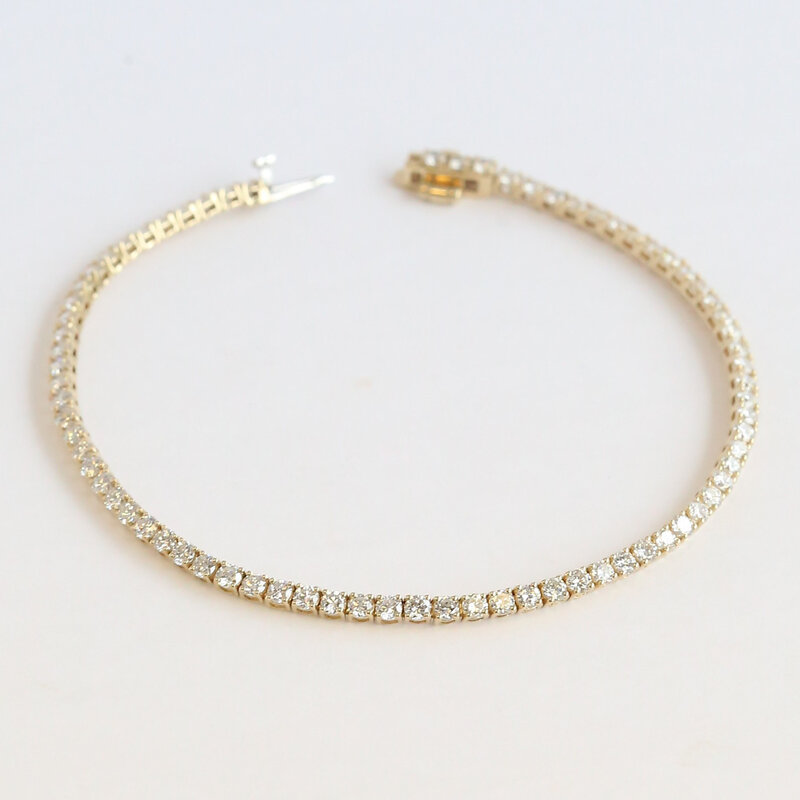 American Jewelry 14k Yellow Gold 3ctw Lab Grown Diamond Tennis Bracelet (8")