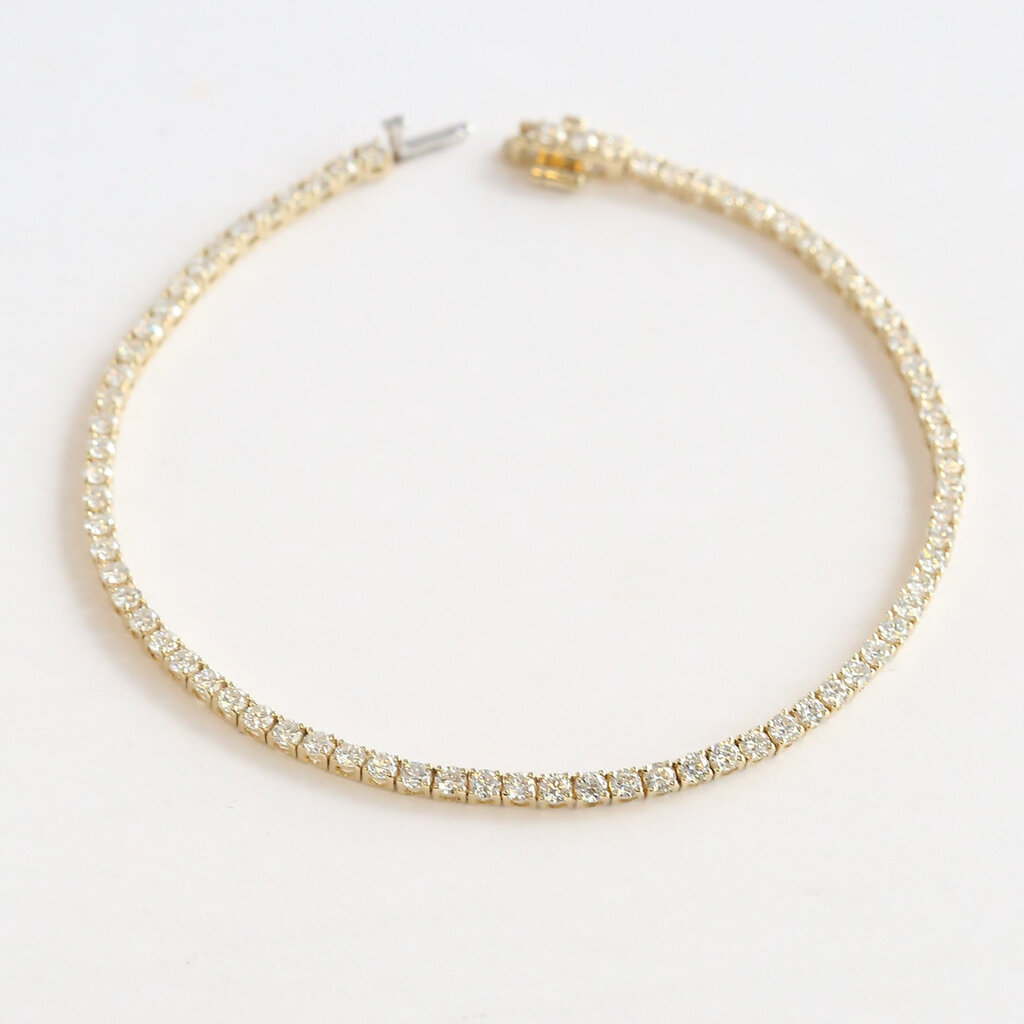 American Jewelry 14k Yellow Gold 3ctw Lab Grown Diamond Tennis Bracelet (8")