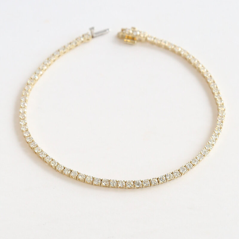 American Jewelry 14k Yellow Gold 3ctw Lab Grown Diamond Tennis Bracelet (8")