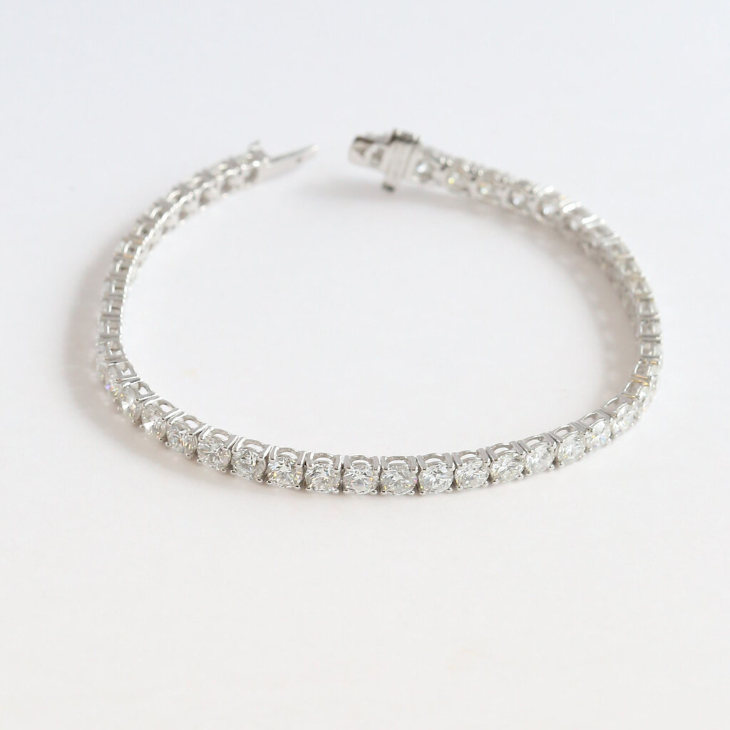 American Jewelry 14k White Gold 10ctw Lab Grown Diamond Tennis Bracelet (8")