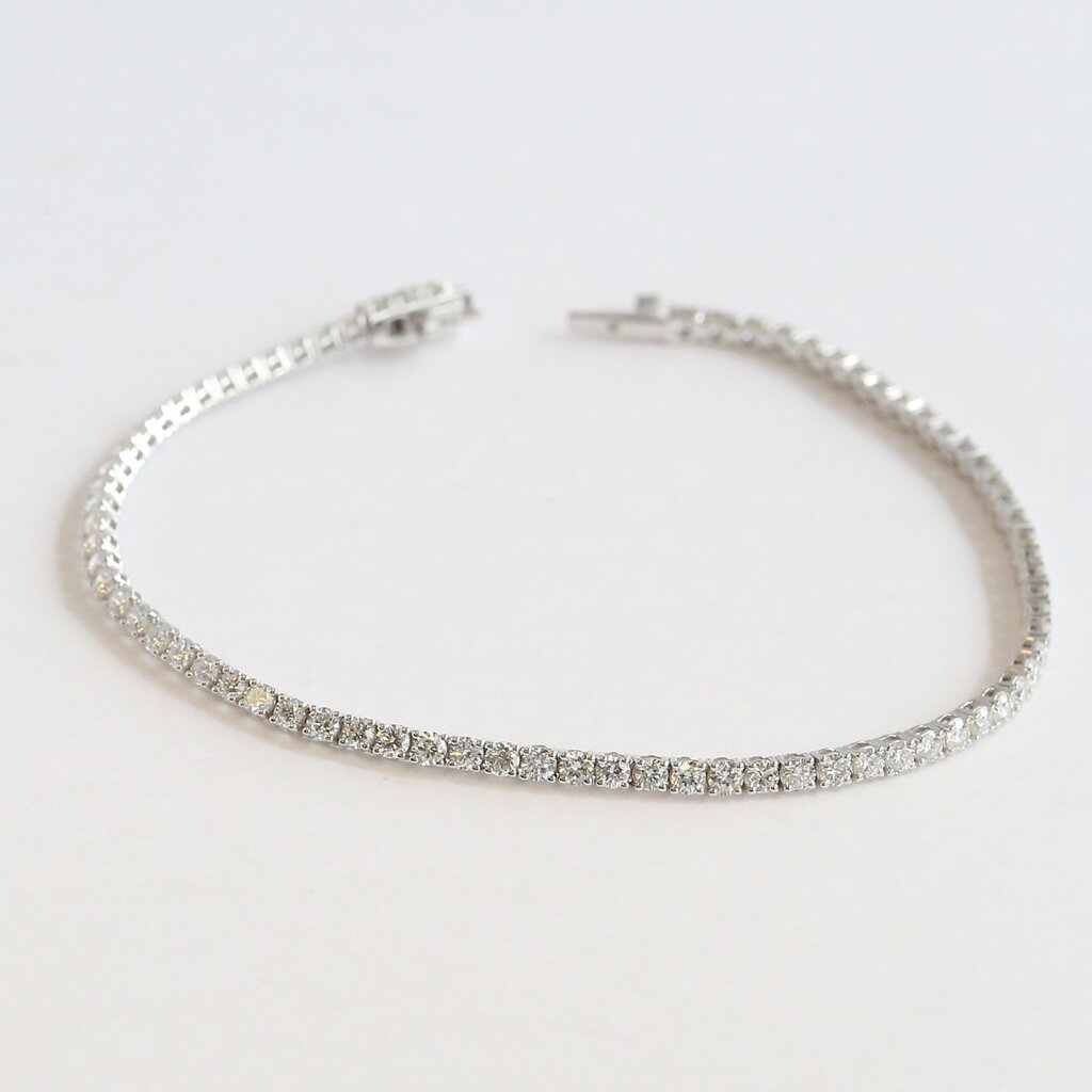 American Jewelry 14k White Gold 3ctw Lab Grown Diamond Tennis Bracelet (8")