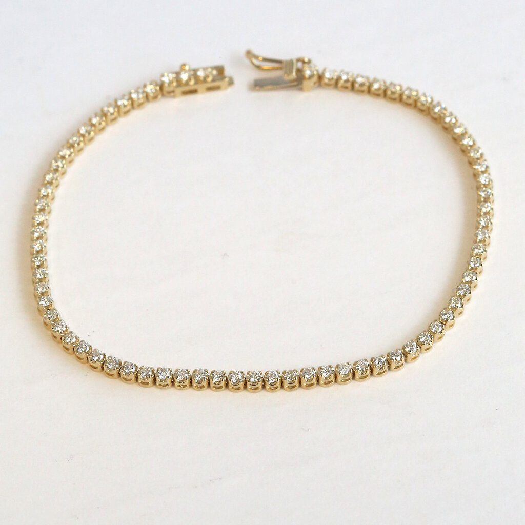 American Jewelry 14k Yellow Gold 1.48ctw Diamond Tennis Bracelet (7.5")