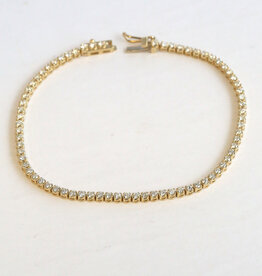 American Jewelry 14k Yellow Gold 1.48ctw Diamond Tennis Bracelet (7.5")