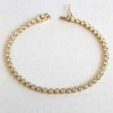 American Jewelry 14k Yellow Gold 2.57ctw Diamond Bezel Tennis Bracelet (7.5")